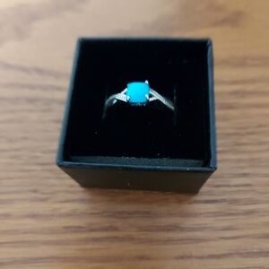 SLEEPING BEAUTY PLATINUM PLATED STERLING SILVER RING